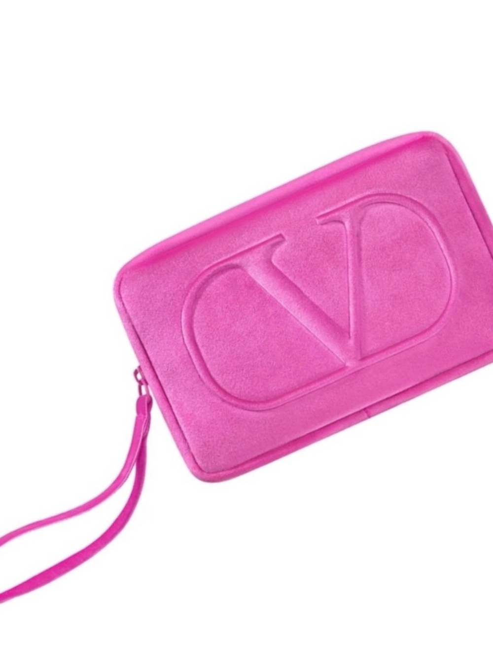 Valentino Hot Pink Velvet Makeup Pouch